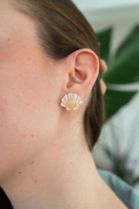 Seashell Studs - Pink Pearl-Stud Earrings-Reef Love