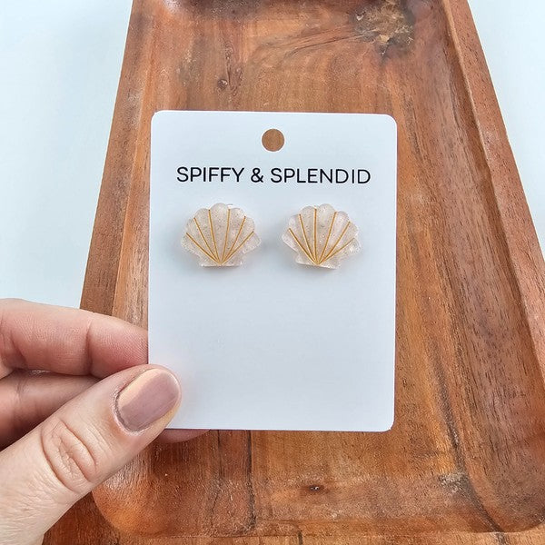 Seashell Studs - Pink Pearl-Stud Earrings-Reef Love