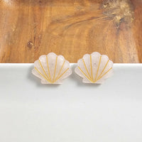Seashell Studs - Pink Pearl-Stud Earrings-Reef Love