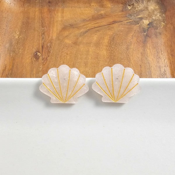 Seashell Studs - Pink Pearl-Stud Earrings-Reef Love