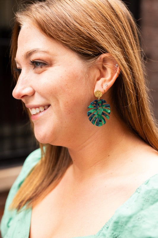 Shop Leilani Earrings - Dark Green-available at Reef Love online boho-chic boutique