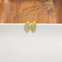 Leaf Studs - Fern Green-Stud Earrings-Reef Love