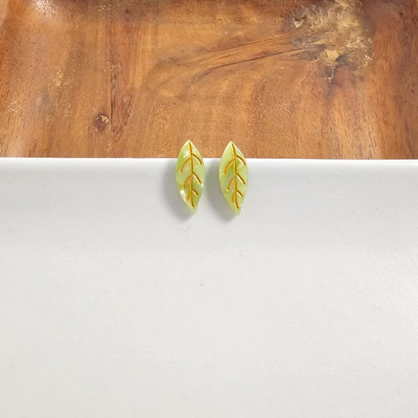 Leaf Studs - Fern Green-Stud Earrings-Reef Love