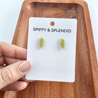 Leaf Studs - Fern Green-Stud Earrings-Reef Love