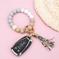 Silicone Color Block Key Ring Bracelet