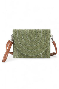 Contrast Piping Straw Summer Crossbody Clutch Bag-Crossbody Purse-Reef Love