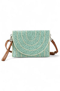 Contrast Piping Straw Summer Crossbody Clutch Bag-Crossbody Purse-Reef Love