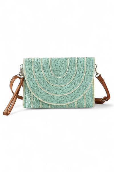 Contrast Piping Straw Summer Crossbody Clutch Bag-Crossbody Purse-Reef Love
