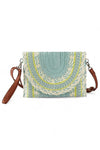Mix Pattern Straw Summer Crossbody Swing Clutch-Crossbody Purse-Reef Love