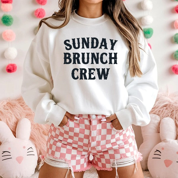 Sunday Brunch Crew girlfriends sweatshirt in white