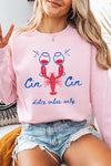 Cin Cin Lobster Celebration Graphic Sweatshirt-The Cin Cin Lobster Sweatshirt combines coastal charm and comfort with a bold lobster graphic and Italian toast. For seafood lovers, wine fans, beach getaways.-Reef Love Boutique