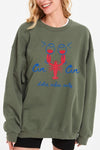 Cin Cin Lobster Celebration Graphic Sweatshirt-The Cin Cin Lobster Sweatshirt combines coastal charm and comfort with a bold lobster graphic and Italian toast. For seafood lovers, wine fans, beach getaways.-Reef Love Boutique