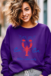Cin Cin Lobster Celebration Graphic Sweatshirt-The Cin Cin Lobster Sweatshirt combines coastal charm and comfort with a bold lobster graphic and Italian toast. For seafood lovers, wine fans, beach getaways.-Reef Love Boutique