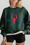 Cin Cin Lobster Celebration Graphic Sweatshirt-The Cin Cin Lobster Sweatshirt combines coastal charm and comfort with a bold lobster graphic and Italian toast. For seafood lovers, wine fans, beach getaways.-Reef Love Boutique