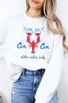 Cin Cin Lobster Celebration Graphic Sweatshirt-The Cin Cin Lobster Sweatshirt combines coastal charm and comfort with a bold lobster graphic and Italian toast. For seafood lovers, wine fans, beach getaways.-Reef Love Boutique