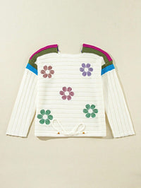 Boho Floral Eyelet Crochet Sweater-Reef Love