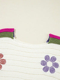 Boho Floral Eyelet Crochet Sweater-Reef Love