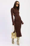 Turtle Neck Midi Dress with Back Cutout-Reef Love