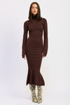 Turtle Neck Midi Dress with Back Cutout-Reef Love