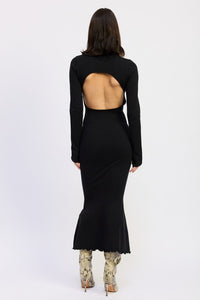 Turtle Neck Midi Dress with Back Cutout-Reef Love