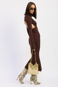 Turtle Neck Midi Dress with Back Cutout-Reef Love