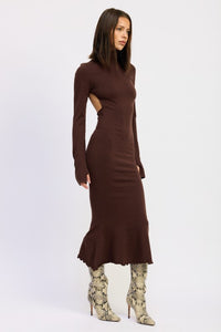 Turtle Neck Midi Dress with Back Cutout-Reef Love