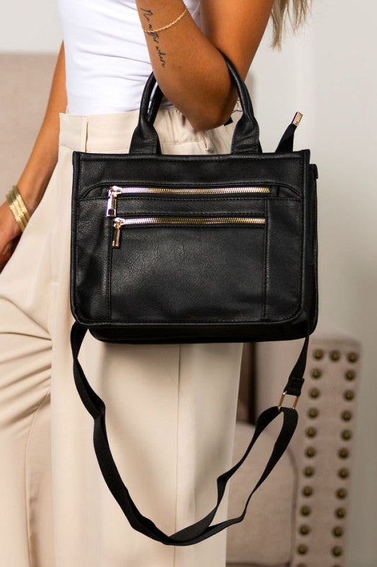 Jordan Mixed Media Checkered Crossbody Structured Tote Bag-Aili's Corner-Reef Love