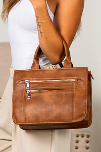 Jordan Mixed Media Checkered Crossbody Structured Tote Bag-Aili's Corner-Reef Love