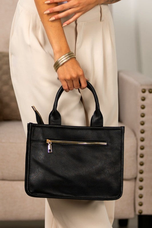 Jordan Mixed Media Checkered Crossbody Structured Tote Bag-Aili's Corner-Reef Love