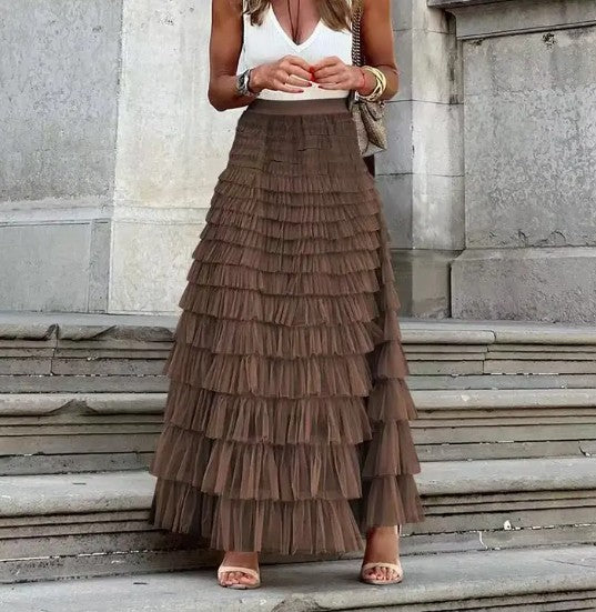 Ruffled Maxi Skirt-Miss Sparkling-Reef Love