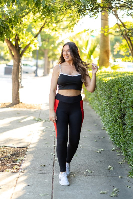 Roxie Red Panel Leggings-Reef Love