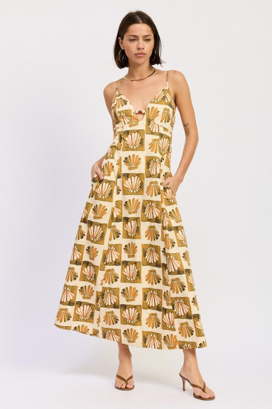 Seaside Treasures Shell Beaded Maxi Dress-Reef Love