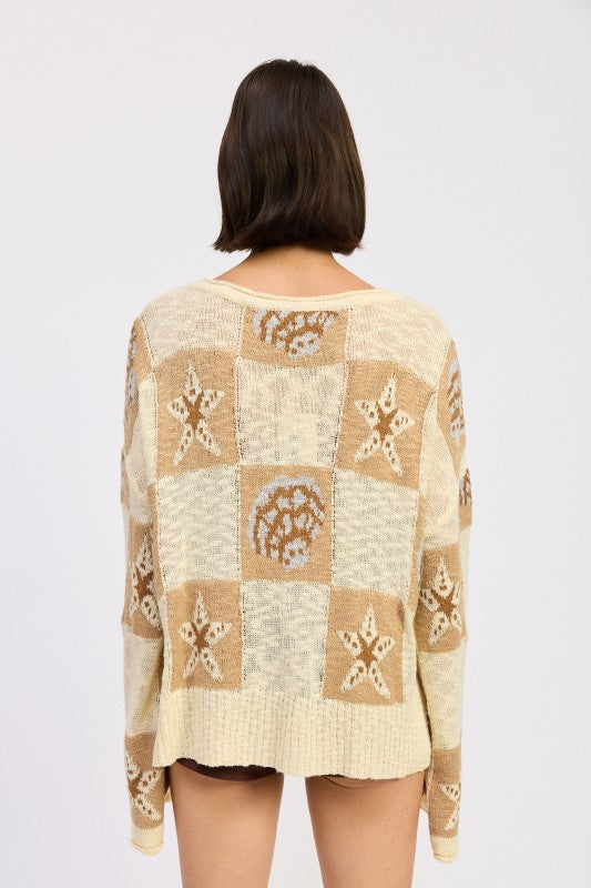 Sandbar Seashell Loose Knit Sweater-Reef Love