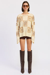 Sandbar Seashell Loose Knit Sweater-Reef Love