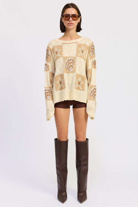 Sandbar Seashell Loose Knit Sweater-Reef Love