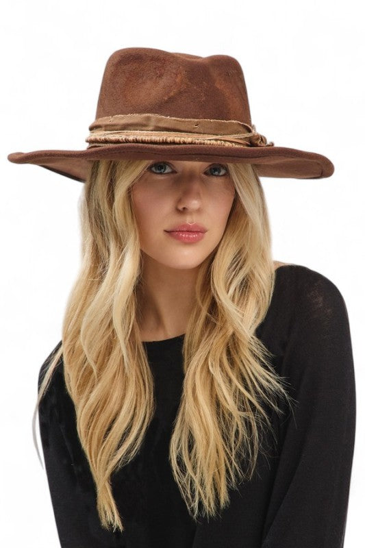 Distress Vintage Shapeable Fedora Cowboy Hat