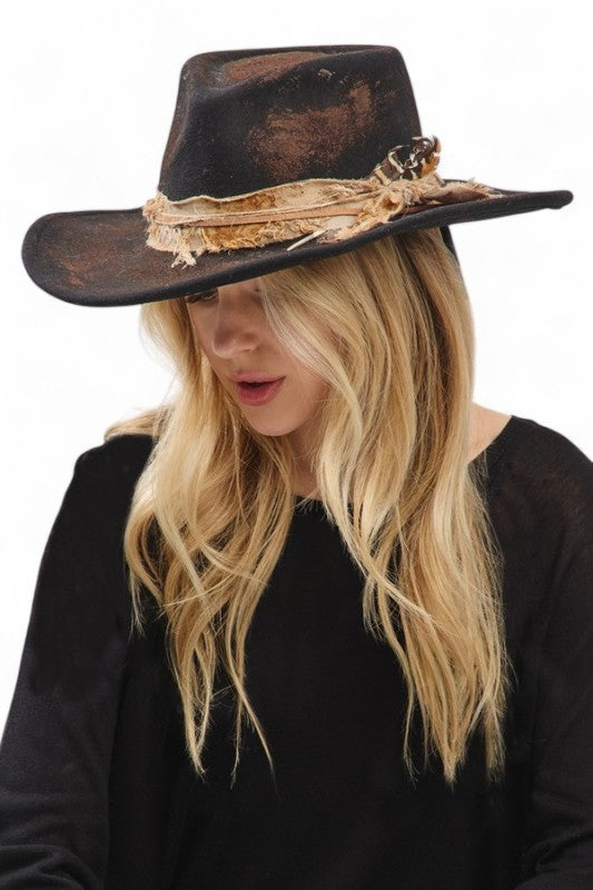 Distress Vintage Shapeable Fedora Cowboy Hat