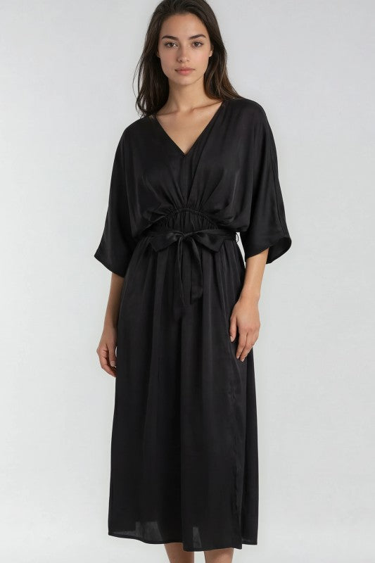 Satin Kimono Sleeve Maxi Dress  Reef Love