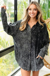 Vintage Charcoal Washed Wrinkle Gauze Shacket