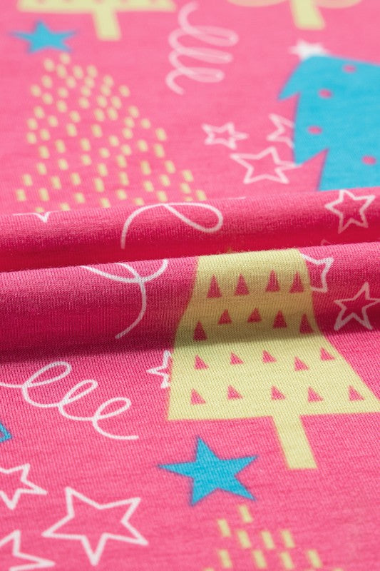 Christmas Tree V-Neck Tee and Pants Pajama Set-Reef Love