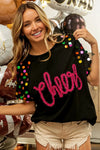 Shop BiBi Metallic Letter Spangle Raglan Puff Sleeve Top-available at Reef Love online boho-chic boutique
