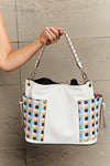Women’s Three piece handbag set includes a Large Shoulder Bag, a Solid Bag, and a charming Heart Coin Pouch.