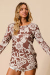 Shop Flower Printed Waffle Thumb Opening Top-Cozy and casual, flower printed waffle knit top features thumb openings, a classic crew neck, and a relaxed fit. Ideal for layering during transitional seasons.-Reef Love Boho-Chic Boutique