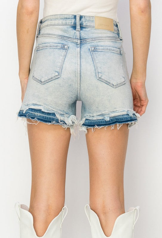 High Rise Patch Released Hem Shorts-Artemis Vintage-Reef Love