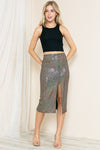 High Waist Sequin Midi Skirt