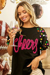 Shop BiBi Metallic Letter Spangle Raglan Puff Sleeve Top-available at Reef Love online boho-chic boutique