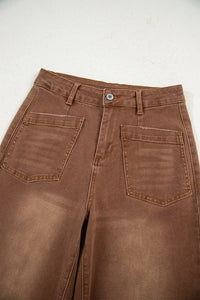 Denim High Waist Patch Pocket Relaxed Cropped Jeans-JUNIPER BLVD-Reef Love