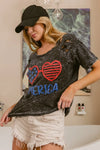 BiBi 4th Of July Theme Mineral Washed Laser Cut Top-T-Shirt-Reef Love