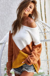 Color Block Rust Thanksgiving Sweater-Reef Love