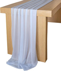 Lookein 10 Feet Champagne Chiffon Table Runner Sheer Wedding Table Cloth 29X120 Inches Rustic Wedding Decorations French Chiffon Table Runner